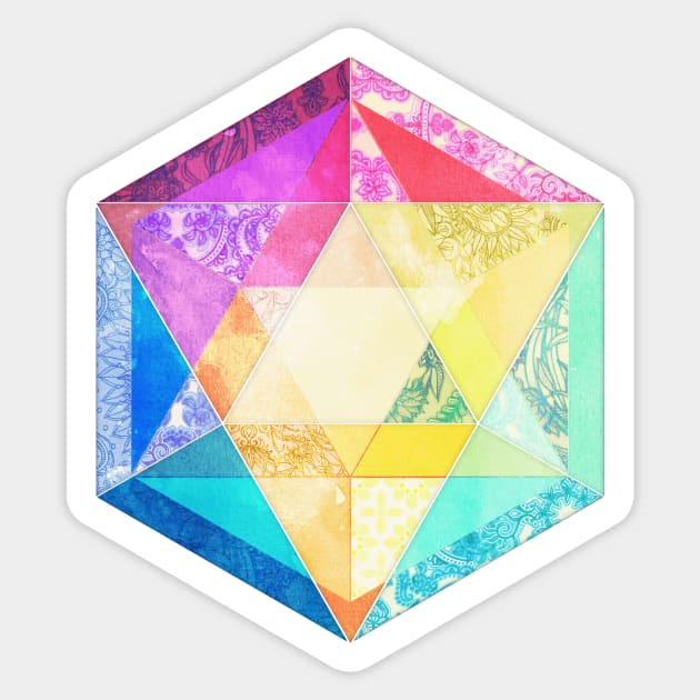 Retro Rainbow Patchwork Hexagon Sticker by micklyn